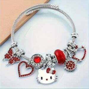 Silver and Red Charm Bracelet
